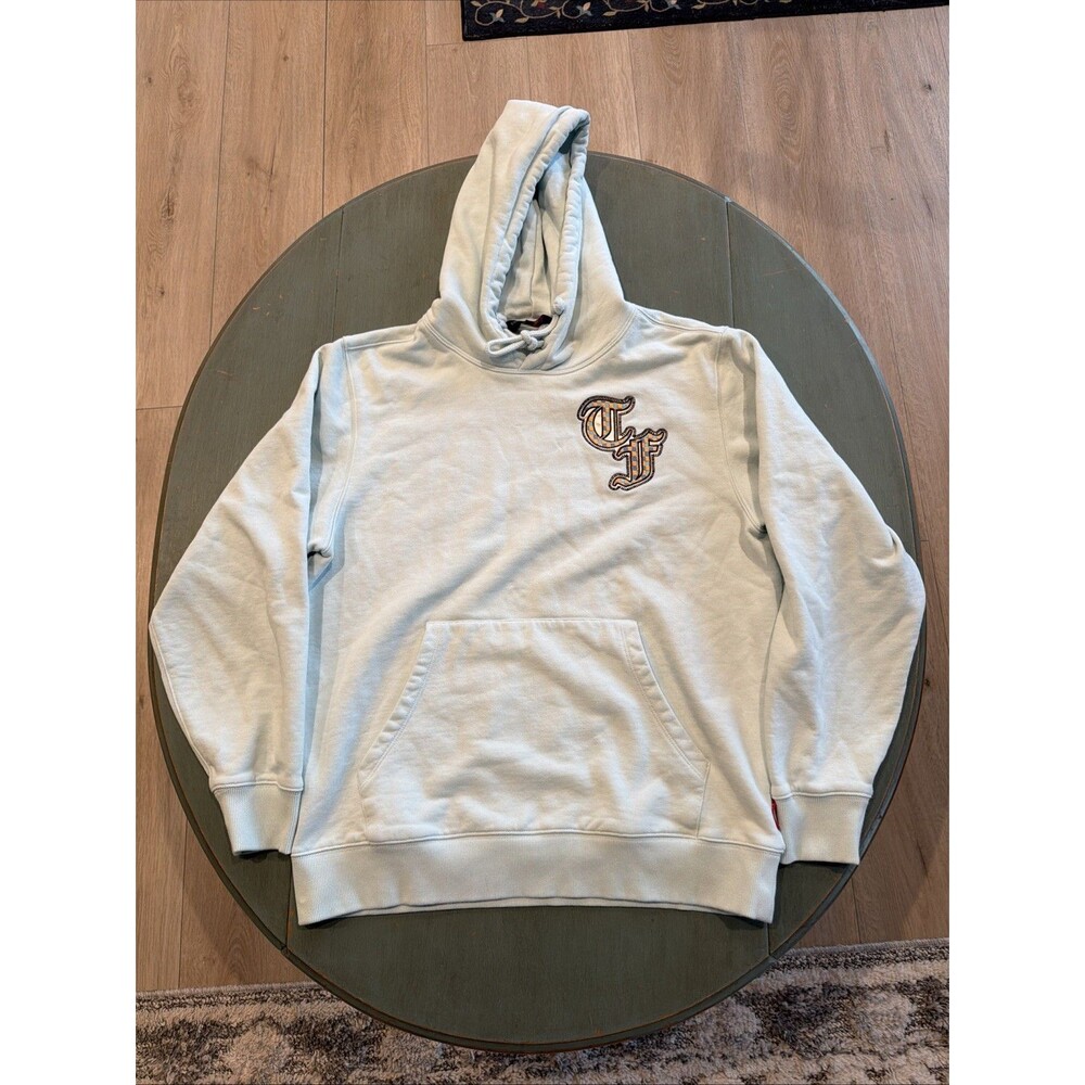 Teddy Fresh Old English TF Logo Pastel Blue Hoodie Sweatshirt Mens Size Medium M